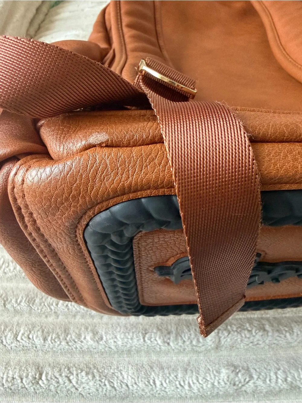 Itzy Ritzy Tan Vegan Leather Backpack Diaper Bag